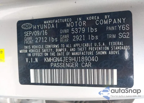2017 Genesis G80 3.8 from USA, damaged, VIN KMHGN4JE9HU189040